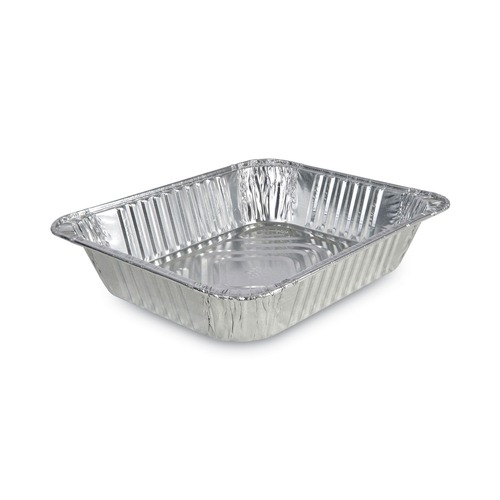  | Boardwalk BWKSTEAMHFDP 128 oz. Half-Size Deep Aluminum Steam Table Pans (100/Carton) image number 0