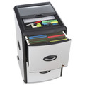 Office Filing Cabinets & Shelves | Storex 61352U01C 19 in. x 15 in. x 23 in. 2 Letter File Drawers Mobile Filing Cabinet with Metal Siding and Top-Drawer Organizer Tray - Silver/Black image number 5