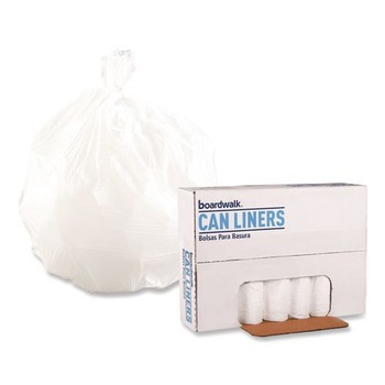 Boardwalk H4832LWKR01 16 Gallon 0.4 mil 24 in. x 32 in. Perforated Roll Low-Density Waste Can Liners - White (25 Bags/Roll, 20 Rolls/Carton)