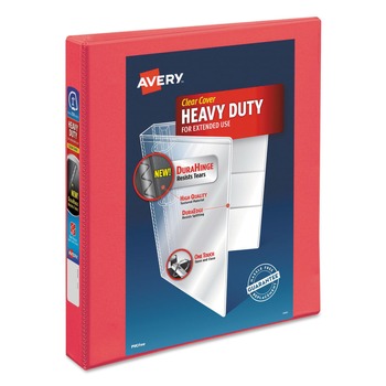 Avery 17293 3 Slant Rings 1 in. Capacity 11 in. x 8.5 in. Durable View Binder with DuraHinge - Coral