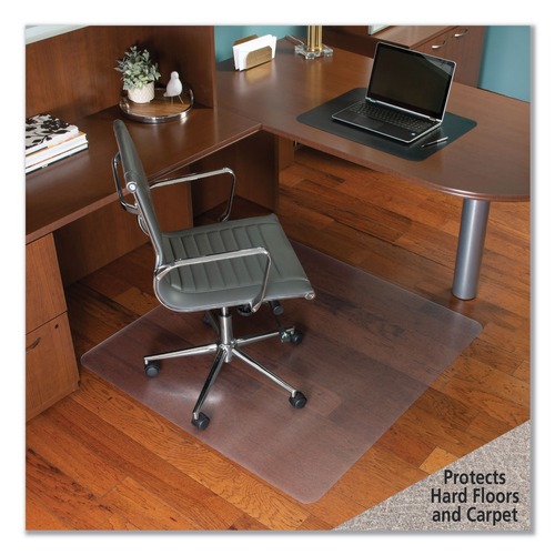 Office Chair Mats | ES Robbins 121442 46 in. x 48 in. FloorplusMate for Hard Floor to Medium Pile Carpet up to 0.75 in. - Clear image number 0