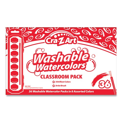 Arts & Crafts Supplies | Cra-Z-Art 24011 Washable Watercolor Classroom Pack - Assorted Colors (36/Box) image number 0