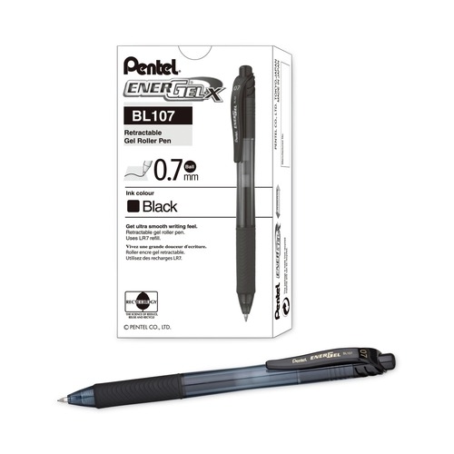 Pens | Pentel BL107-A 0.7 mm EnerGel-X Gel Pen - Medium/Black Ink/Smoke/Black Barrel (1-Dozen) image number 0