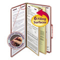File Folders | Smead 19075 Six SafeSHIELD Fasteners 2/5-Cut Tabs 2 Dividers Legal Size Pressboard Classification Folders - Red (10/Box) image number 3