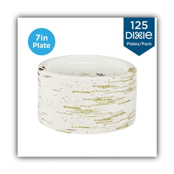 BOWLS AND PLATES | Dixie UX7WS Pathways 6-7/8 in. Medium-Weight Paper Plates - White/Green/Burgundy (125-Piece/Pack)