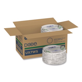 BOWLS AND PLATES | Dixie UX7WS Pathways 6-7/8 in. Medium-Weight Paper Plates - White/Green/Burgundy (125-Piece/Pack)