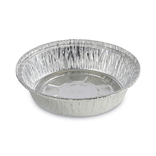  | Boardwalk BWKROUND7 7 in. x 1.46 in. 24 oz. Round Aluminum To-Go Containers - Silver (500/Carton) image number 0