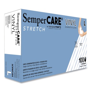 SemperCare SCVNP104 Stretch Vinyl Examination Gloves - Large, Cream (1000/Carton)