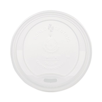 World Centric CULCS12 10 oz. - 20 oz. PLA Lids for Hot Cups - White (1000/Carton)