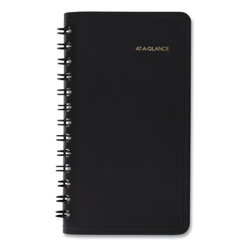 AT-A-GLANCE 7003505 4.5 in. x 2.5 in. 12-Month (Jan. to Dec.) 2026 Weekly Planner - Black Cover