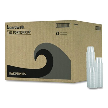 FOOD TRAYS CONTAINERS LIDS | Boardwalk BWKPRTN1TS 1 oz Plastic Souffle/Portion Cups - Clear (2500/Carton)