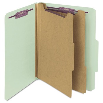 Smead 14076 Pressboard Six-Section Classification Folders with 2/5-Cut Tabs- Letter, Gray/Green (10/Box)