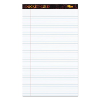 TOPS 63990 Docket Gold 8.5 in. x 14 in. Wide/Legal Ruled Perforated Pads (12/Pack)