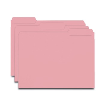 Smead 10263 0.75 in. Expansion Interior File Folders - Pink/Letter Size (100/Box)