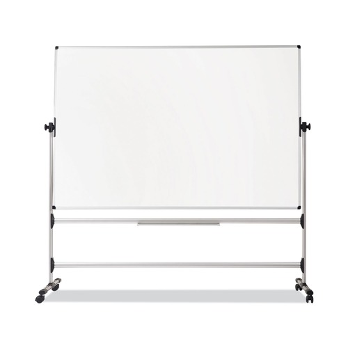White Boards | MasterVision RQR0521 48 in. x 70 in. Earth Silver Easy Clean Mobile Revolver Dry Erase Boards - White/Silver image number 0