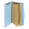 File Folders | Smead 19030 Six SafeSHIELD Fasteners 2 Dividers Legal Size Six-Section Pressboard Top Tab Classification Folders - Blue (10/Box) image number 0