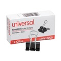 Binding Spines & Combs | Universal UNV10200 Binder Clips - Small, Black/Silver (1 Dozen) image number 0