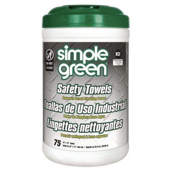 SKIN CARE AND HYGIENE | Simple Green 3810000613351 10 in. x 11 3/4 in. 1-Ply Safety Towels - Unscented (75/Canister, 6 Canisters/Carton)