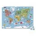Office & Office Supplies | Janod J02656 Ages 7 Years and Up Round Giant World Map Suitcase Cardboard Puzzle image number 0