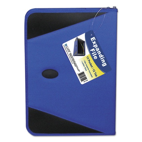 Sheet Protectors | C-Line 48105 2 in. Expansion 1/12-Cut Tabs 13-Section Expanding File with Zipper Closure - Letter Size/Blue image number 0
