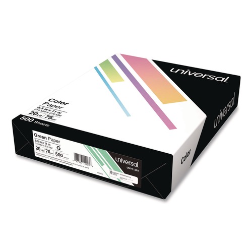 Back to School Sale | Universal UNV11203 8.5 in. x 11 in. 20-lb. Deluxe Colored Paper - Green (500/Ream) image number 0