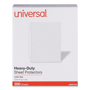 BINDERS AND BINDING SUPPLIES | Universal UNV21134 Heavy Gauge Letter Size Top-Load Poly Sheet Protectors - Clear (200/Pack)