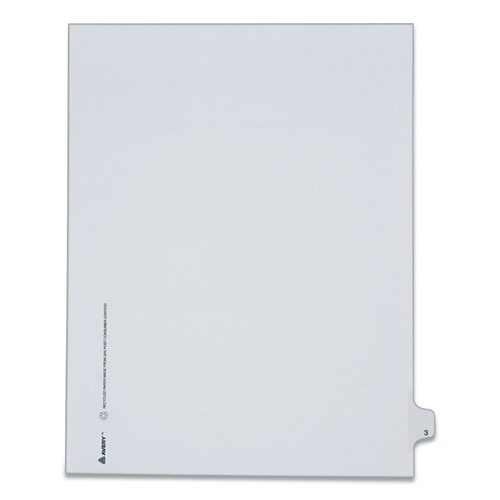 Dividers & Tabs | Avery 82201 10-Tab "3-in 11 in. x 8.5 in. Allstate Style Preprinted Legal Exhibit Side Tab Index Dividers - White (25/Pack) image number 0