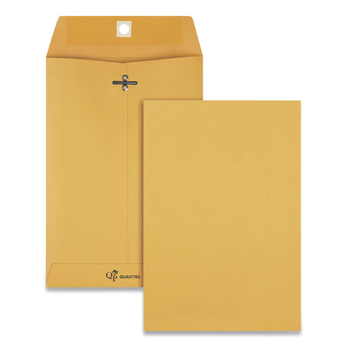 Envelopes & Mailers | Quality Park QUA37763 Clasp Envelope, #1 3/4, Square Flap, Clasp/gummed Closure, 6.5 X 9.5, Brown Kraft, 100/box image number 0