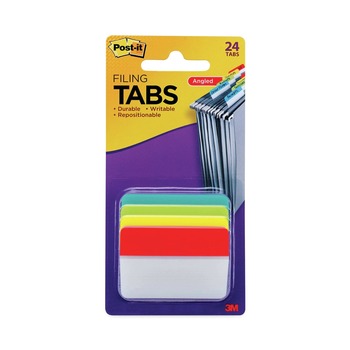 Post-it Tabs 686A-ALYR 2 in. Wide 1/5-Cut Plain Solid Color Angled Tabs - Assorted Colors (24/Pack)