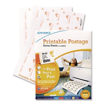 DYMO 1750042 Printable Postage Stamp Sheets - White (192/Pack)