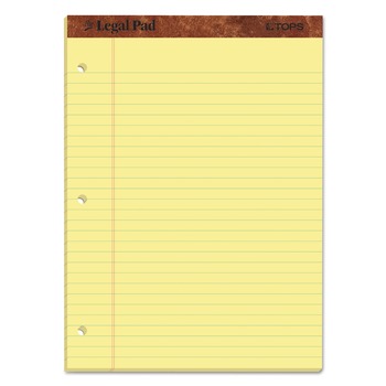 TOPS 75351 The Legal Pad 8.5 in. x 11.75 in. Perforated Pads - Wide/Legal, Canary Yellow (1-Dozen)