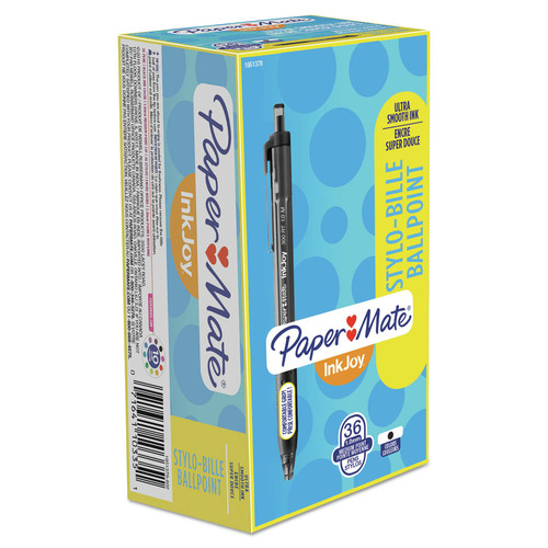 Pens | Paper Mate 1951378 InkJoy 300 RT Medium 1 millimeter Retractable Ballpoint Pen - Black Ink/Barrel (36/Box) image number 0