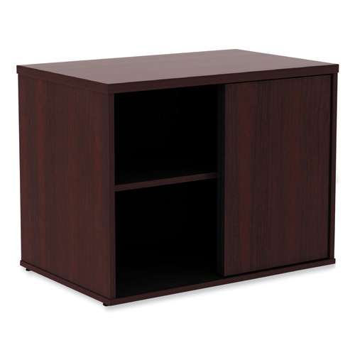 Office Filing Cabinets & Shelves | Alera ALELS593020MY 29.5 in. x 19.13 in. x 22.78 in. Open Office Low Storage Cabinet Credenza - Mahogany image number 0