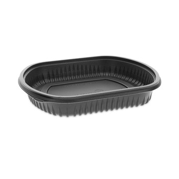 Pactiv Corp. 0CN846360000 36 oz 9.38 x 8 x 1.5 Clearview Micromax Microwavable Plastic Container - Black (250/Carton)