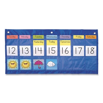 Carson-Dellosa 5636 25 in. x 12.75 in. 21 Pockets Weekly Calendar with Weather - Blue