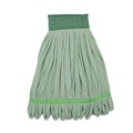 Mops | Boardwalk BWKMWTMGCT Microfiber Looped-End Wet Mop Heads - Medium, Green (12/Carton) image number 0