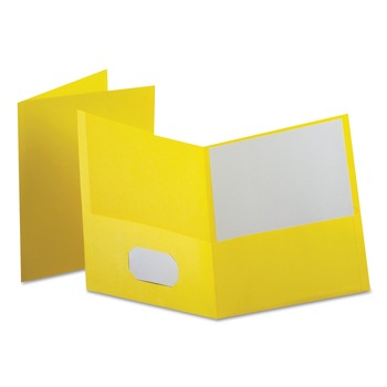REPORT COVERS AND POCKET FOLDERS | Oxford 57579EE 8.5 x 11 Leatherette Two Pocket Portfolio - Yellow/Yellow (10/Pack)