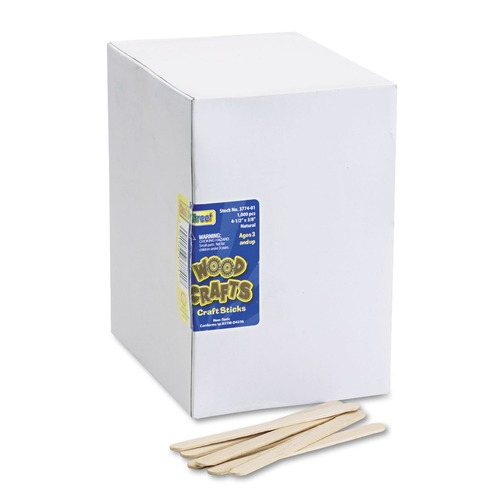 Craft Supplies | Creativity Street PAC3774-01 4.5 in. x 0.38 in. Economy Grade Wood Craft Sticks - Natural (1000/Box) image number 0