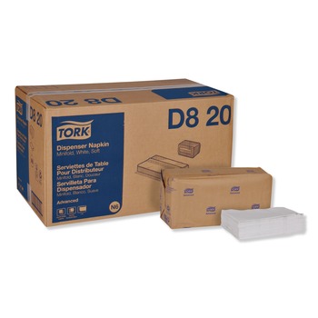 Tork D820 1-Ply 13 in. x 12 in. Advanced Soft Minifold Dispenser Napkins White (6000/Carton)