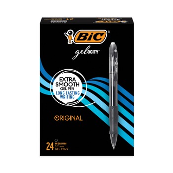 BIC RLC241-BK Gel-ocity Medium 0.7 millimeter Retractable Gel Pen Value Pack - Black Ink/Clear/Black Barrel (24/Pack)