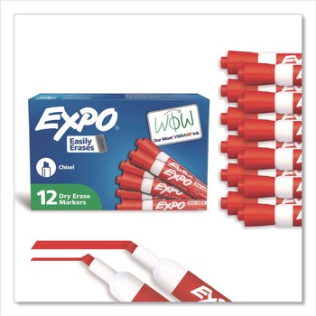 EXPO 80002A Broad Chisel Tip Low-Odor Dry-Erase Marker - Red (1-Dozen)