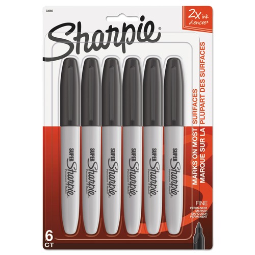 Permanent Markers | Sharpie 33666PP Super Permanent Marker - Fine Bullet Tip/Black (6/Pack) image number 0