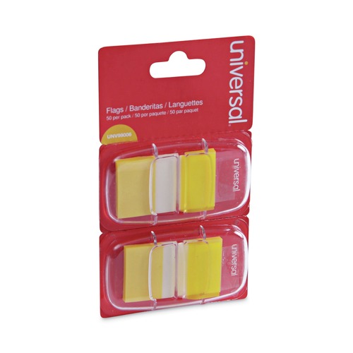 Page Flags | Universal UNV99006 Page Flags - Yellow (50 Flags/Dispenser, 2 Dispensers/Pack) image number 0