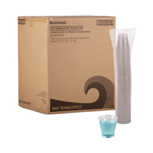  | Boardwalk BWKTRANSCUP5CT 5 oz. Plastic Cold Cups - Translucent (100 /Bag, 25 Bags/Carton) image number 0