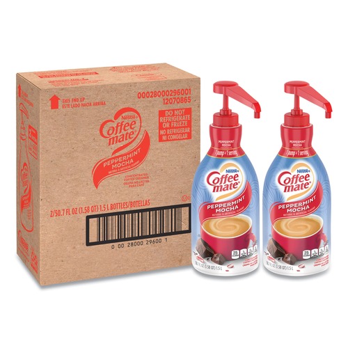 Condiments | Coffee-Mate 12070865 1.5 Liter Pump Bottle Liquid Coffee Creamer - Peppermint Mocha (2/Carton) image number 0