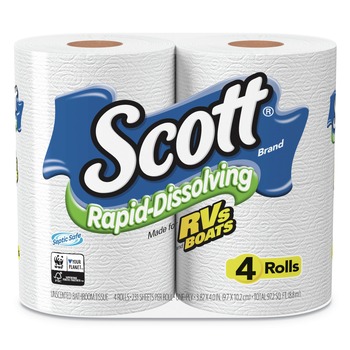 Scott 47617 Rapid-Dissolving Toilet Paper - White (4/Rolls/Pack, 12 Packs/Carton)