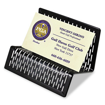 Artistic ART20001 Perforated Steel Urban Collection Punched Metal Business Card Holder Holds 50 2 in. x 3.5 in. Cards - Black