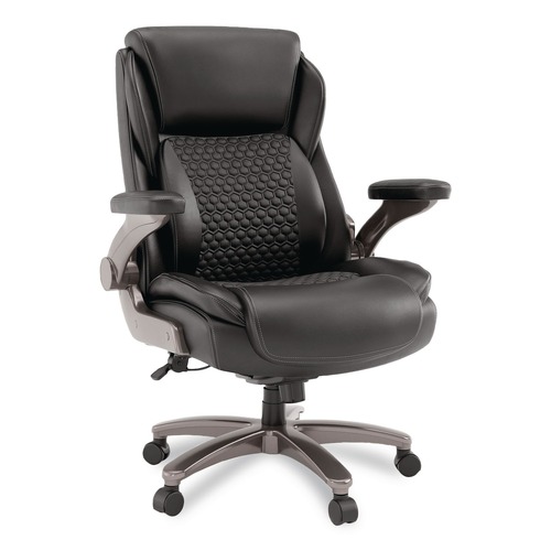 Office Chairs | Alera ALELT42B49-ES 19.49 in. - 22.44 in. Seat Height Leithen Bonded Leather Big and Tall Midback Chair Supports 400 lbs - Black Seat/Back, Silver Base image number 0