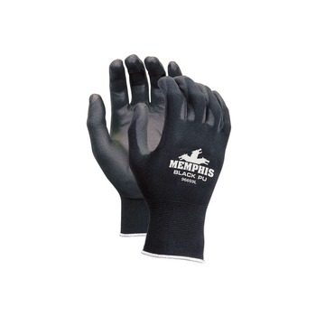 DISPOSABLE GLOVES | MCR Safety 9669L Economy PU Coated Work Gloves - Large Black (1-Dozen)