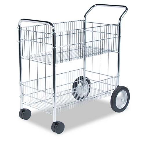 Just Launched | Fellowes Mfg Co. 40912 21.5 in. x 37.5 in. x 39.25 in. Wire Mail Cart - Chrome image number 0